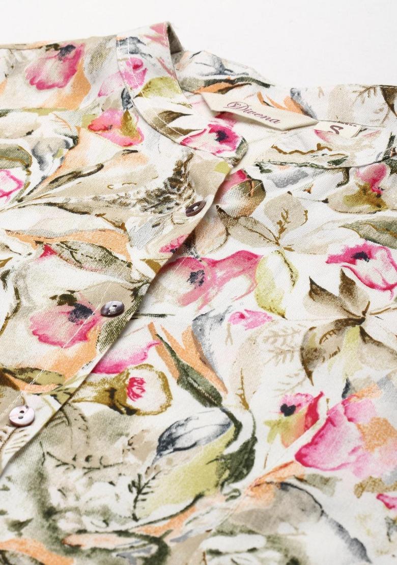 Multicolor Floral Cotton Top - Indya