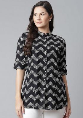 Black Zigzag Cotton Top