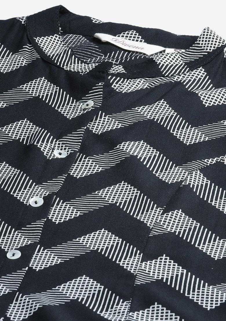 Black Zigzag Cotton Top - Indya