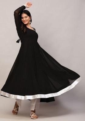 Black Embroidery Cotton Anarkali