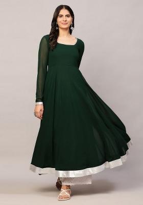 Green Embroidery Cotton Anarkali