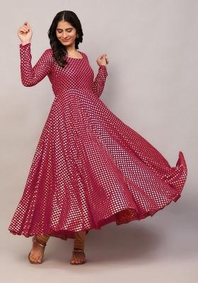 Pink Embroidery Cotton Anarkali
