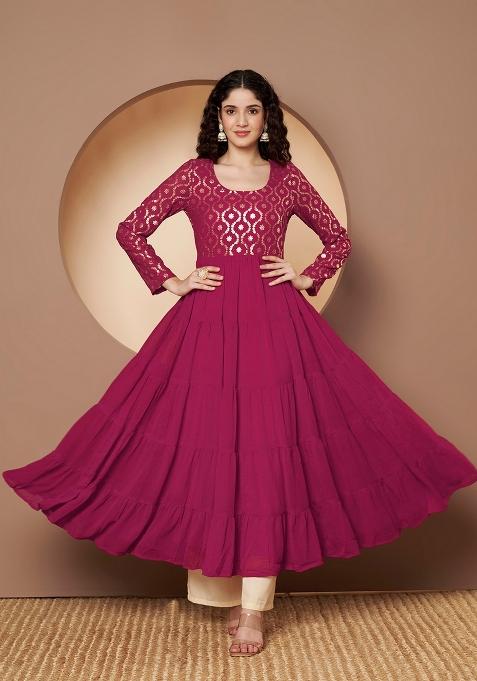 Pink Embroidery Cotton Kurta