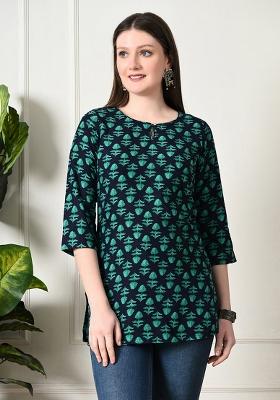 Green Embroidery Cotton Kurti
