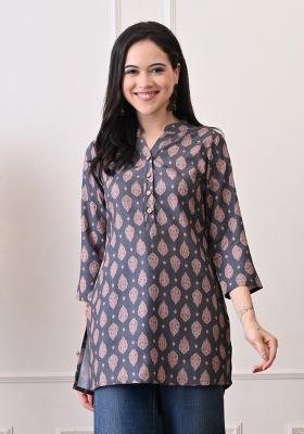 Black Embroidery Cotton Kurti