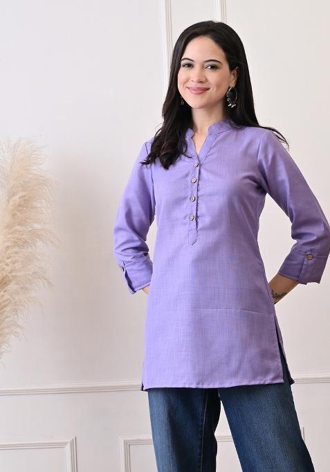 Lavender Embroidery Cotton Kurti