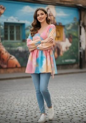 Pink Printed Rayon Kurta