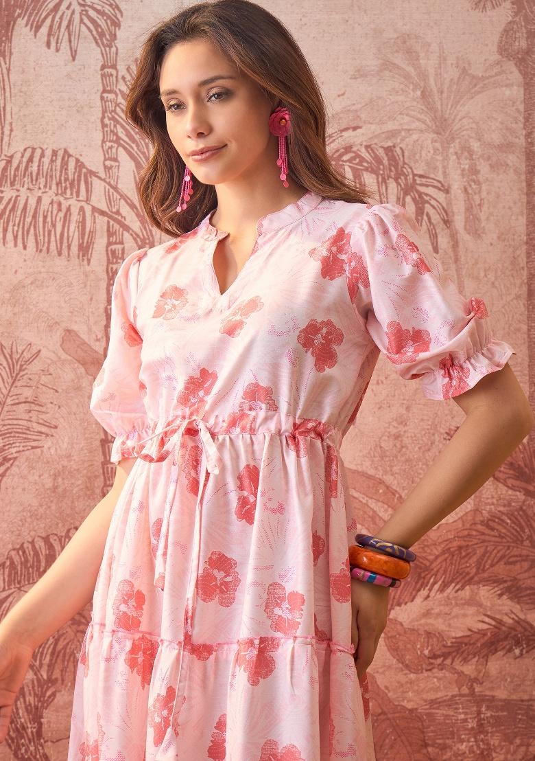 Orange Printed Polyester Tunic - Indya