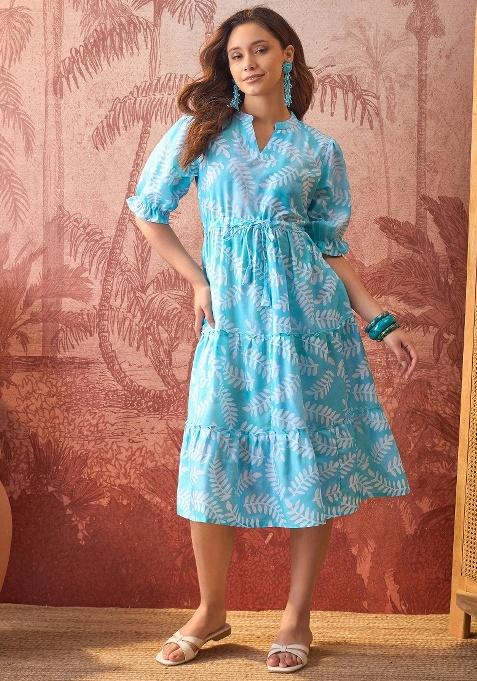 Blue Printed Polyester Tunic