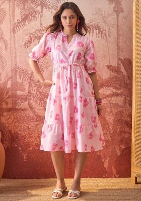 Pink Printed Polyester Tunic