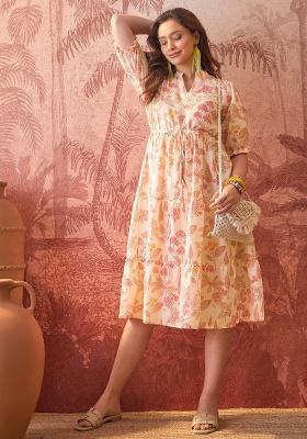 Orange Printed Polyester Tunic