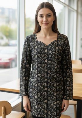 Black Printed Muslin Top