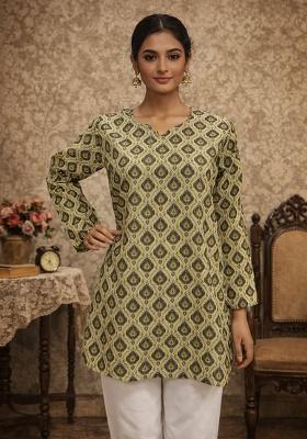 Mint Green Printed Muslin Top