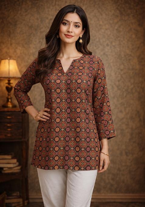 Black Printed Muslin Top