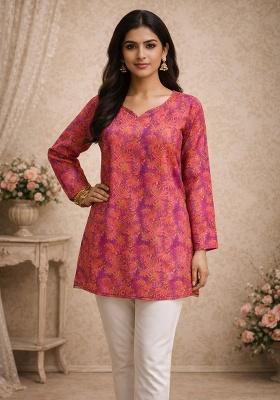 Pink Printed Muslin Top