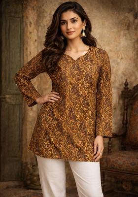 Yellow Printed Muslin Top