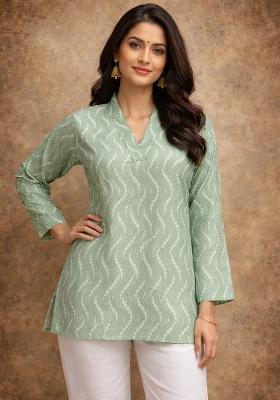 Mint Green Printed Muslin Top
