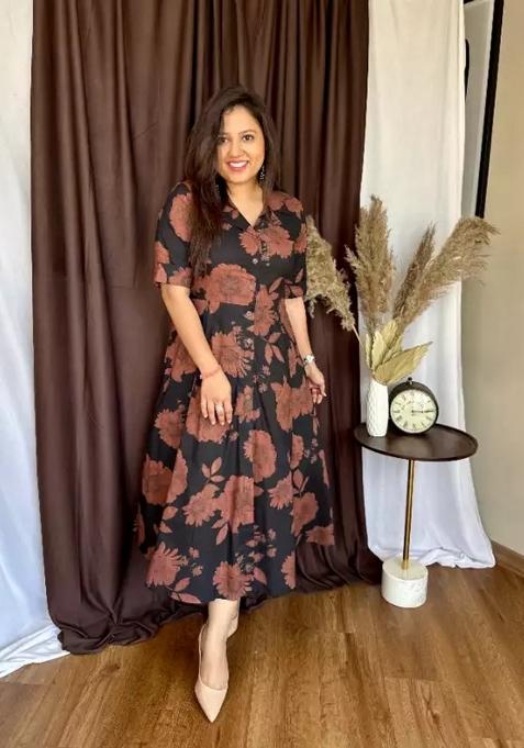 Black Printed Cotton Top