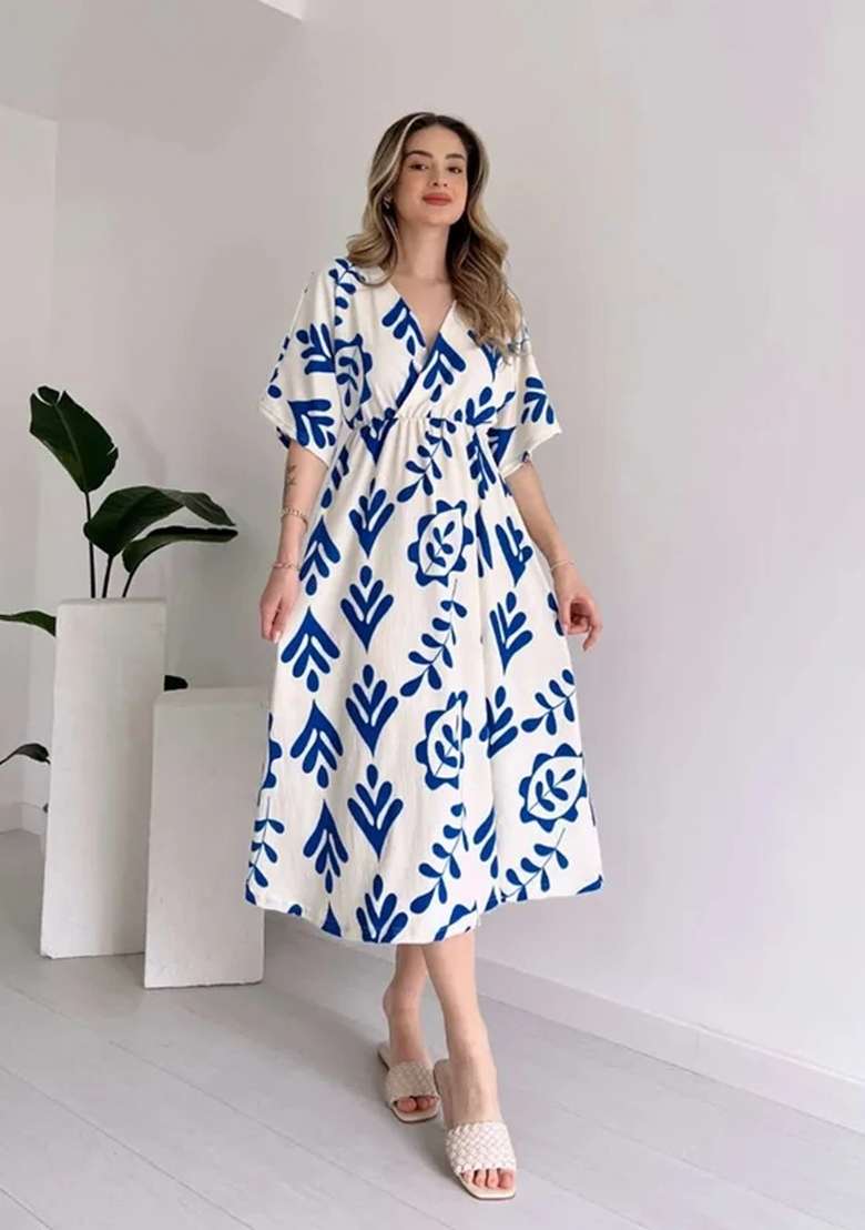 Blue Printed Cotton Top - Indya