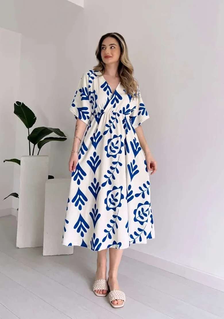 Blue Printed Cotton Top - Indya