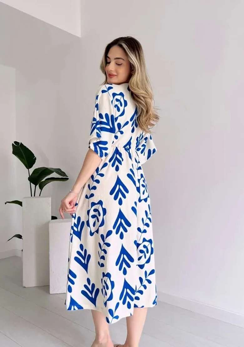 Blue Printed Cotton Top - Indya