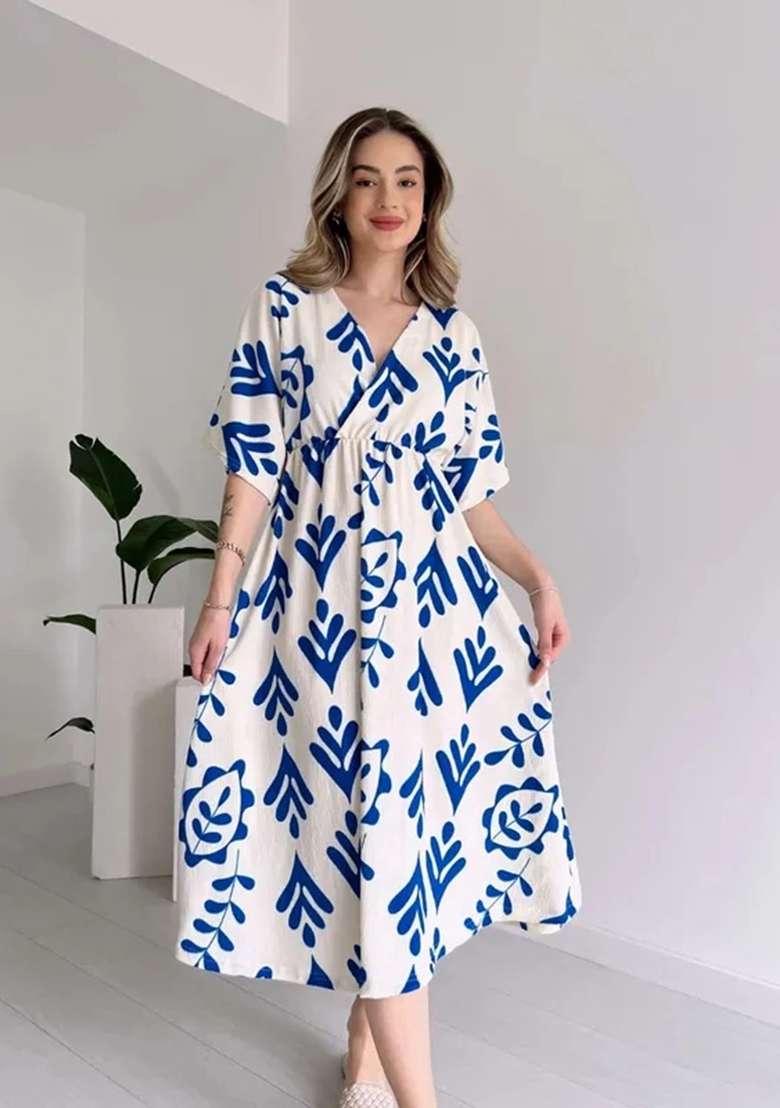Blue Printed Cotton Top - Indya