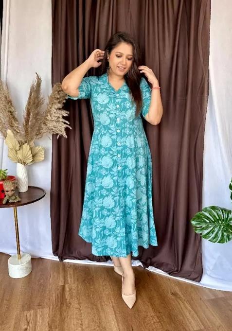 Light Green Printed Cotton Top