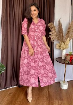 Light Onion Pink Printed Cotton Top