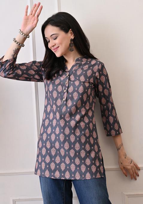 Black Embroidery Rayon Kurti