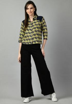 Yellow Printed Rayon Top