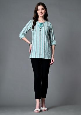 Blue Printed Cotton Top