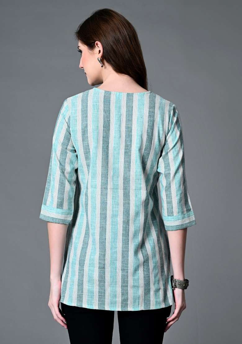 Blue Printed Cotton Top - Indya