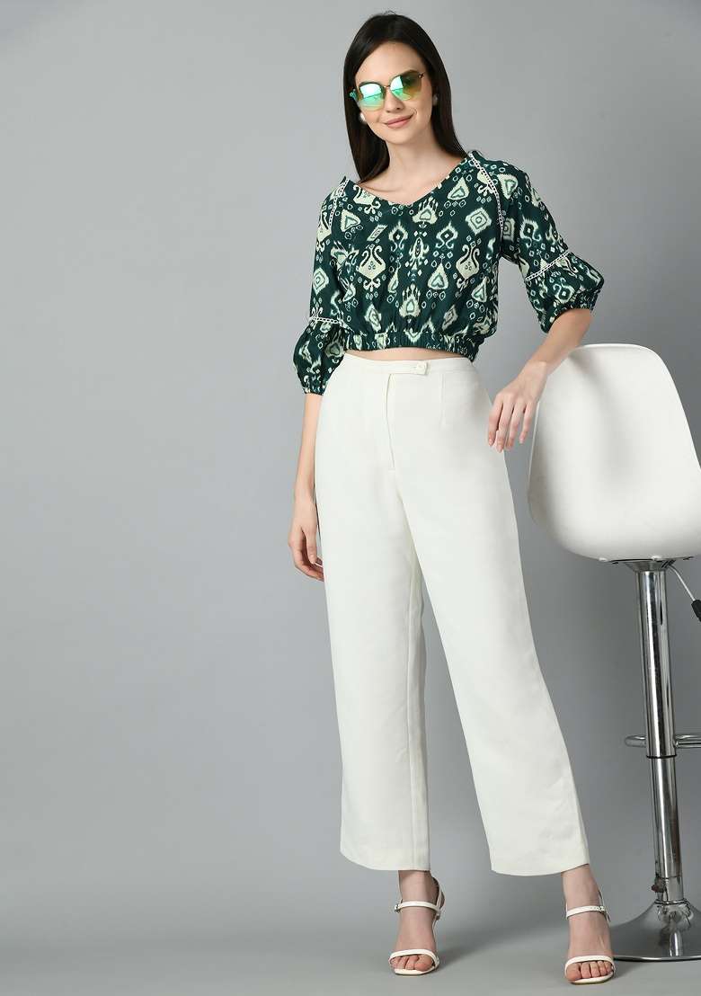 Green Printed Cotton Top - Indya