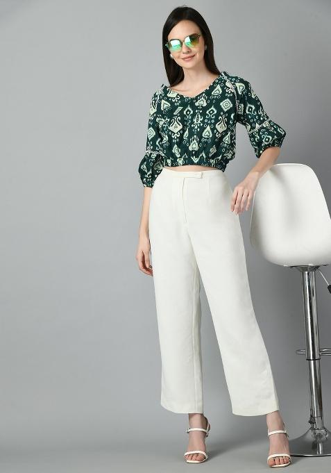 Green Printed Cotton Top