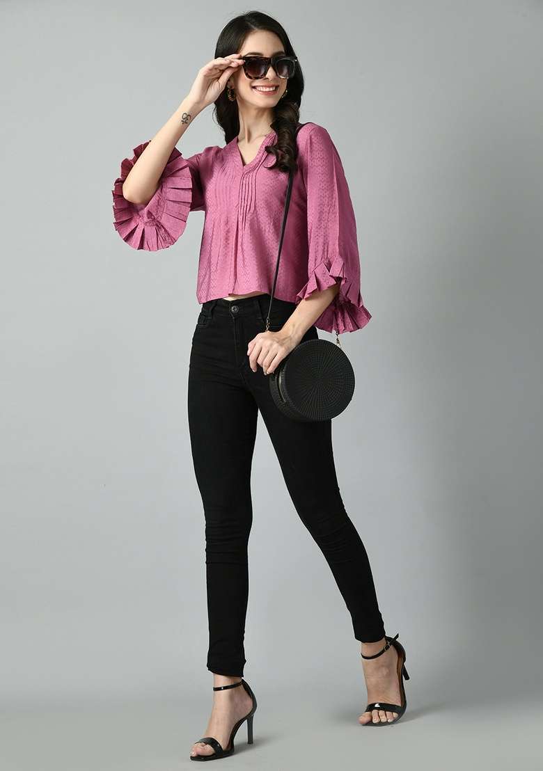Purple Solid Rayon Top - Indya