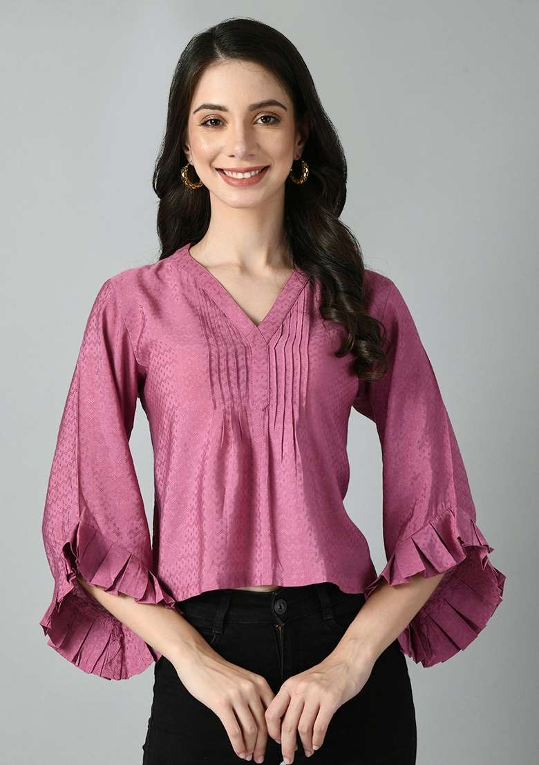 Purple Solid Rayon Top - Indya
