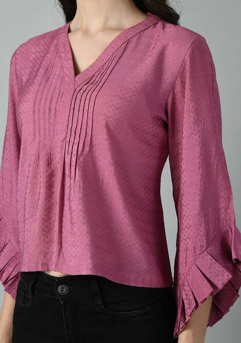 Purple Solid Rayon Top - Indya