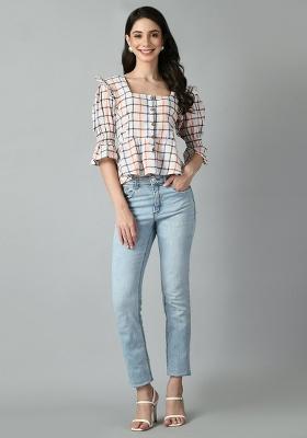 White Printed Cotton Top