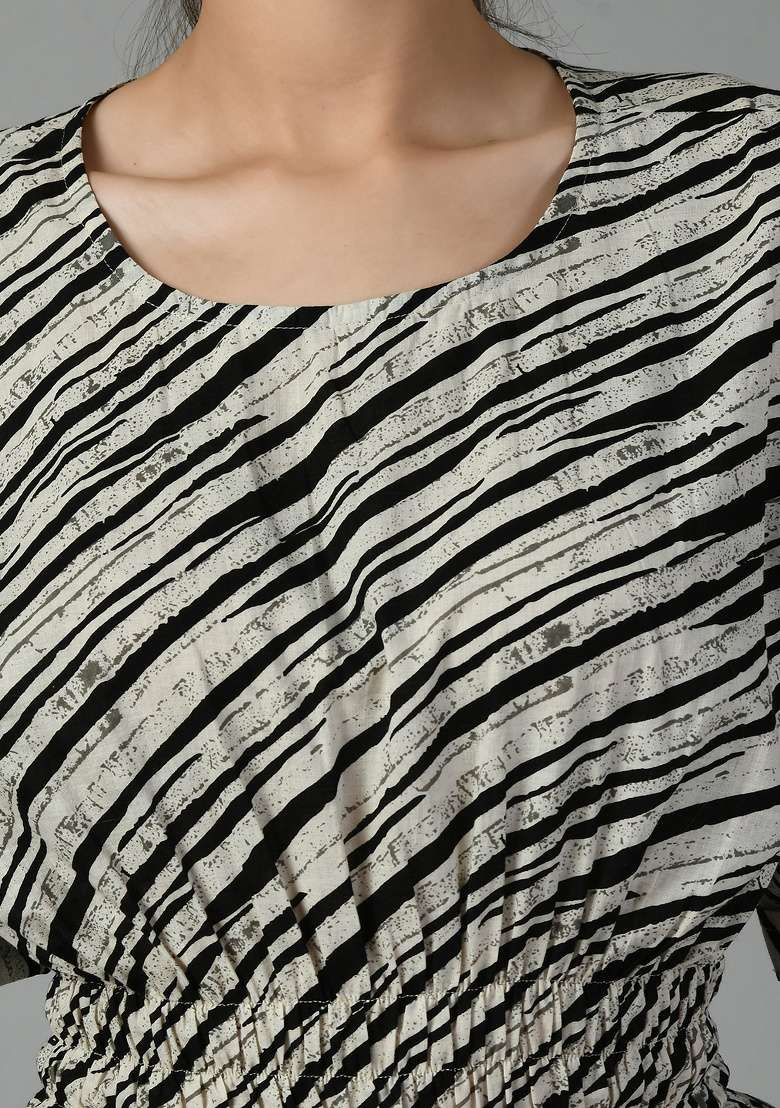White Printed Cotton Top - Indya