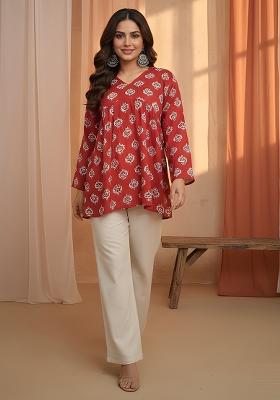 Red Printed Cotton Tunic