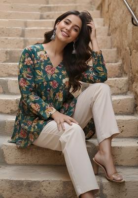 Green Printed Cotton Tunic