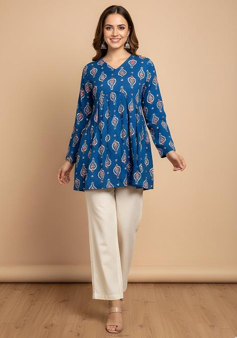 Blue Printed Cotton Tunic