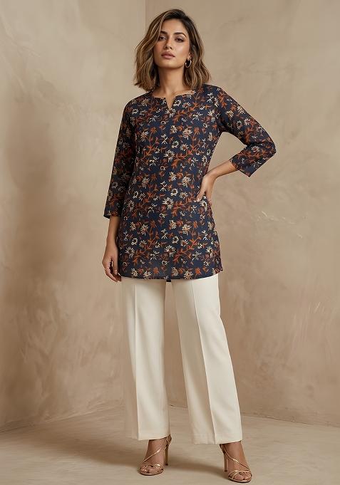 Blue Printed Cotton Tunic