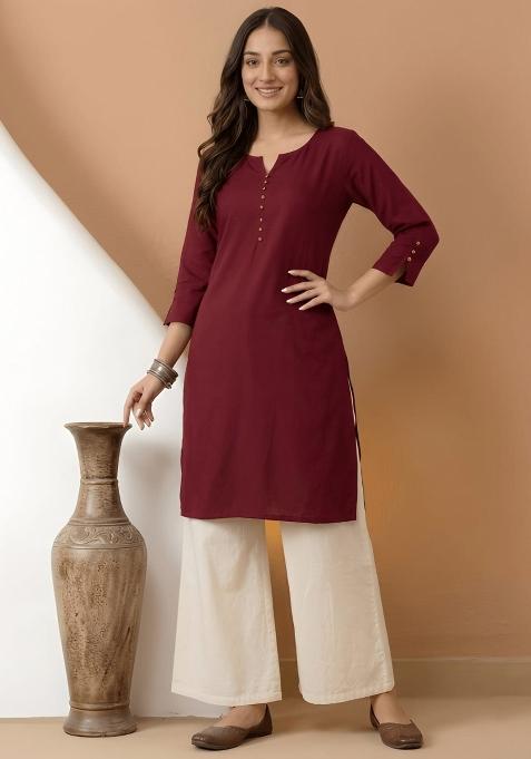 Maroon Solid Silk Top