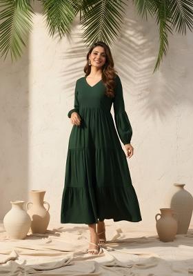 Green Solid Silk Top