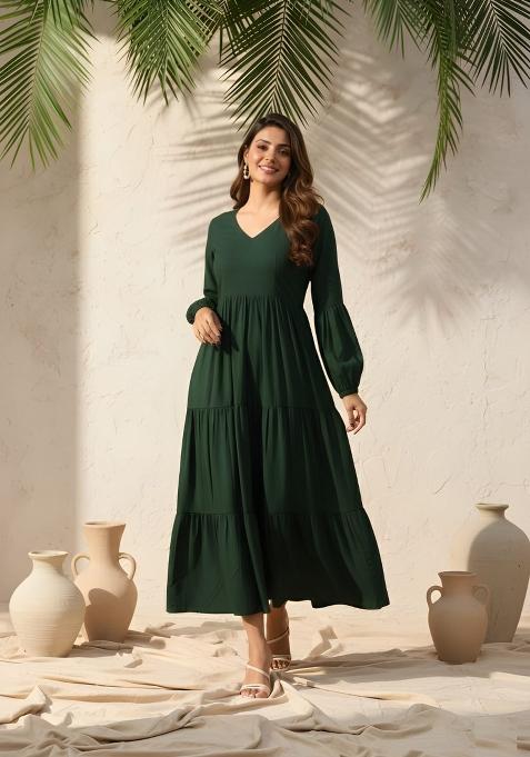 Green Solid Silk Top