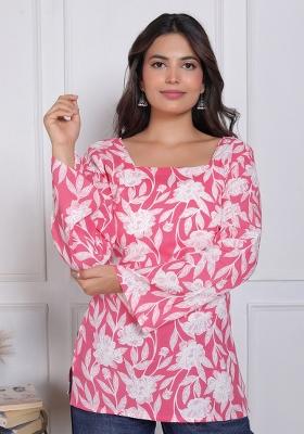Pink Printed Rayon Top