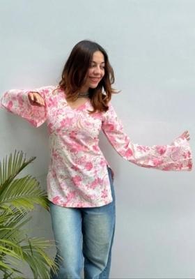 Pink Printed Rayon Top