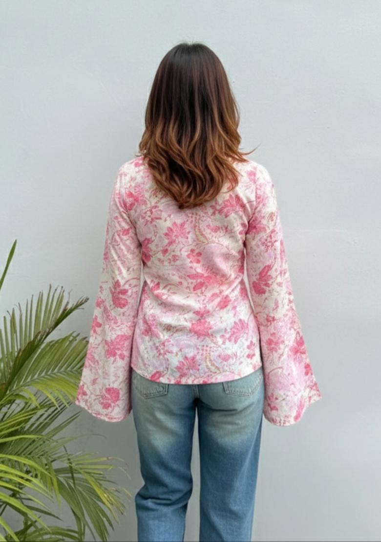 Pink Printed Rayon Top - Indya