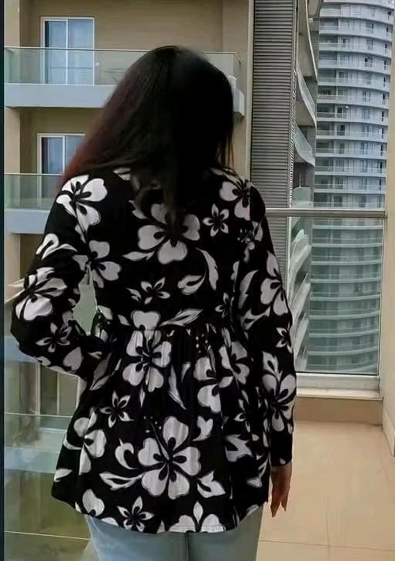 Black Printed Rayon Top - Indya